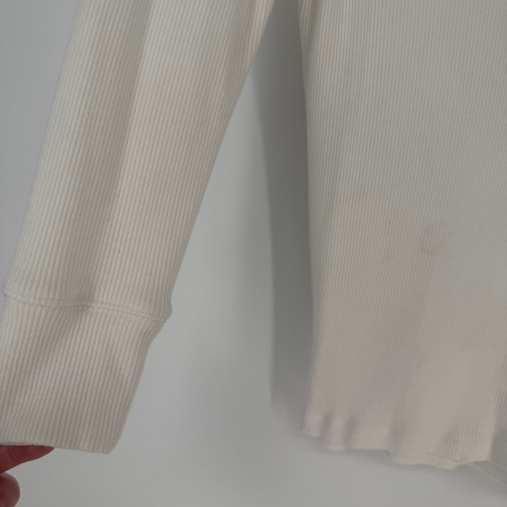J.Crew Henley Top Womens Small Ivory Ribbed Long Sleeve Re-Imagined Basic - Picture 3 of 8